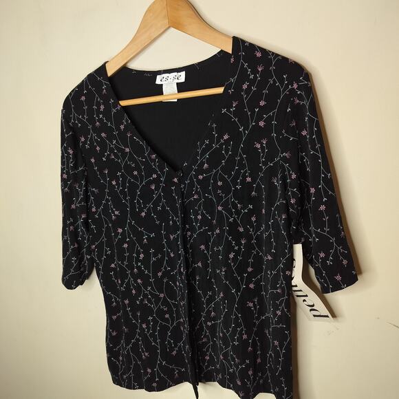 Es Se Vintage Cardigan Made in USA Floral Dainty Stretch - Picture 3 of 8